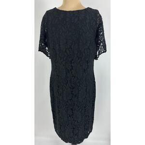 NWT Ralph Lauren LRL Black Lace Overlay Cape Dress Cocktail LBD Tailored 14 L
